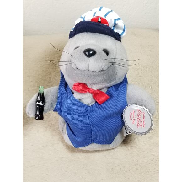 Coca Cola Polar Bear Seal Bean Bag Plush 1997 1998 Christmas 8" New Vintage x3 - Picture 9 of 16